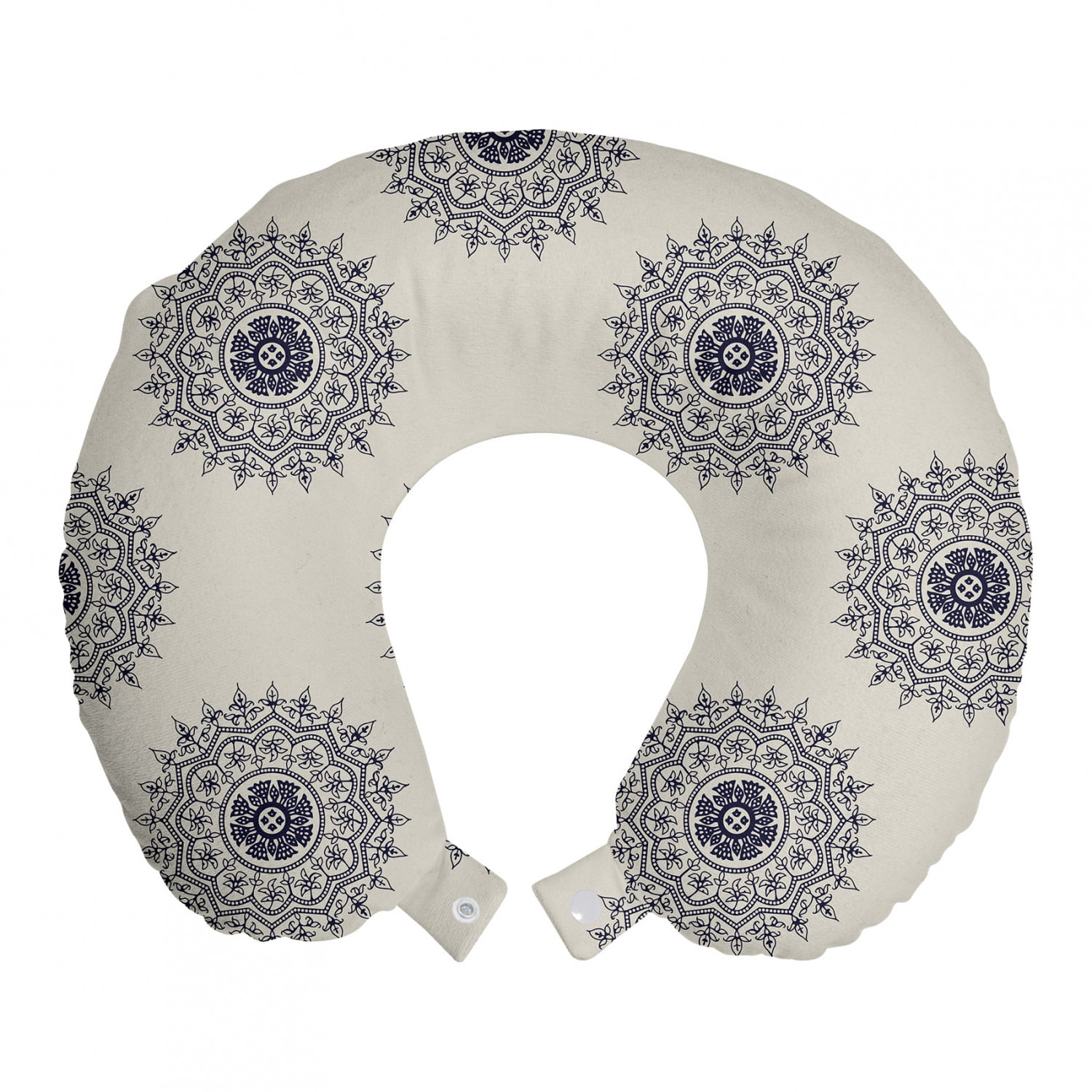 12 Grey Yellow Violet Blue Ambesonne Oriental Travel Pillow Neck Rest Medallion Motif with Floral and Leafy Ornaments Memory Foam Traveling Accessory for Airplane and Car