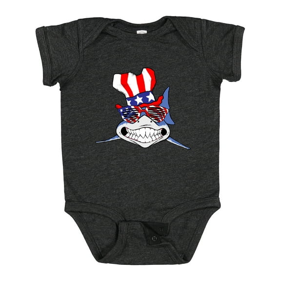 Inktastic 4th of July Patriot Shark Boys or Girls Baby Bodysuit