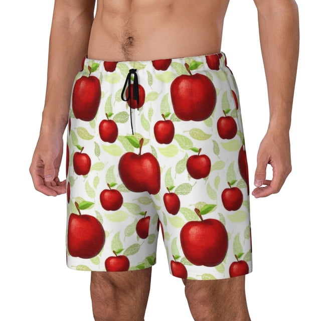 Balery Fruit Apples Bañador para hombre, shorts de playa de secado rápido con entrepierna y forro de compresión-Large