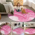 thumbnail image 5 of Pink Marble Round Area Rug 5Ft Washable Circle Rugs for Living Room Bedroom, Modern Ombre Abstract Fluid Aesthetic Art Non-Slip Carpet Floor Mats Indoor Outdoor Carpet Runner Aesthetic Home Decor, 5 of 8