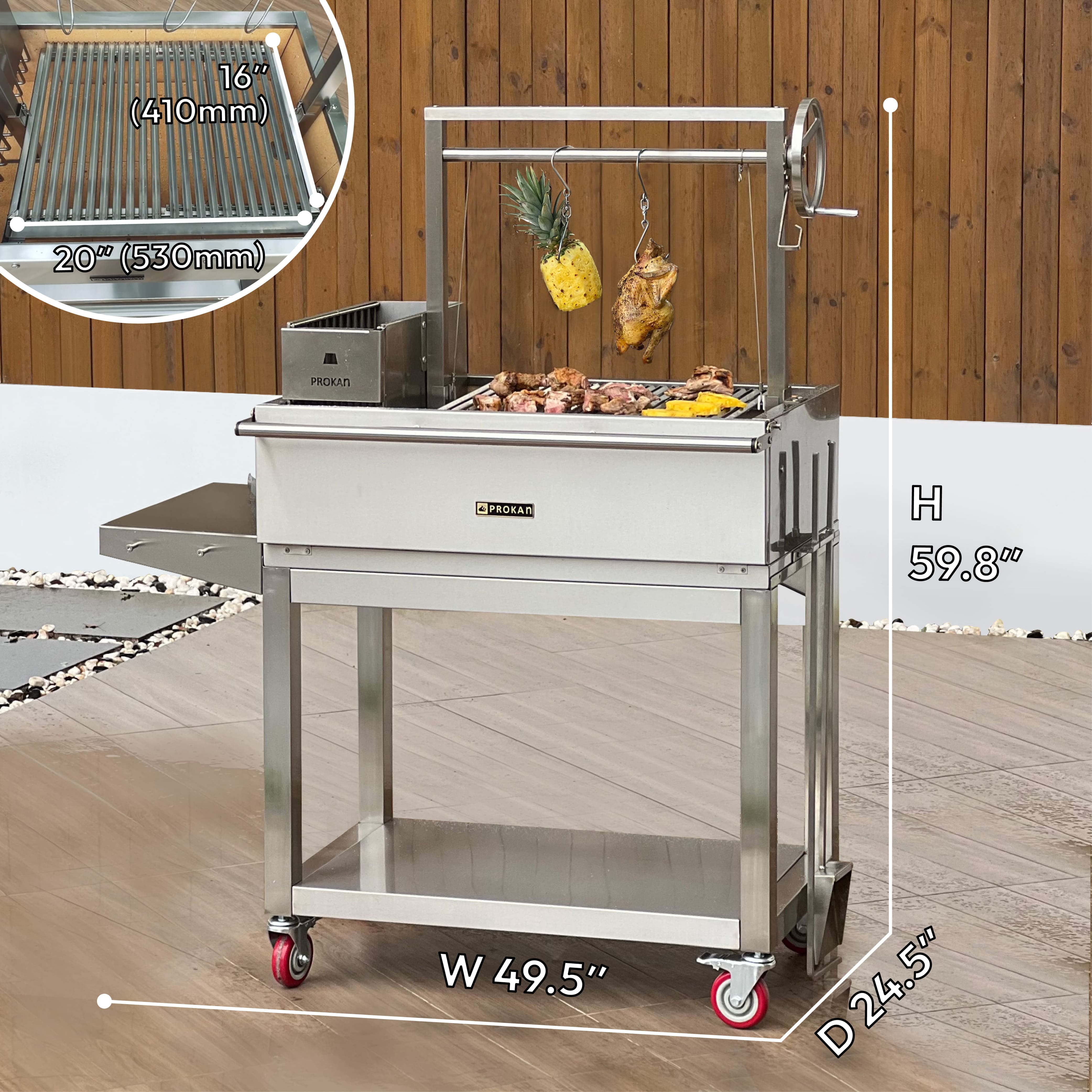 50" Infinity SS304 Argentine Charcoal and Wood BBQ Grill