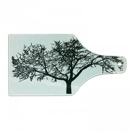 

Tree Cutting Board Silhouette Style Bare Branches in Monochromatic Design Nature Illustration Decorative Tempered Glass Cutting and Serving Board in 3 Sizes by Ambesonne