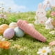 thumbnail image 4 of Decoración colgante de zanahoria de Pascua Color espuma de rábano • Cuerda de algodón Lafite • 7,87 pulgadas Decoración de conejo primaveral, multicolor, 1 pieza, 4 of 7