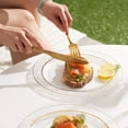 thumbnail image 2 of Matana 20-Pack 10.25 Inch Clear Plastic Party Plates with Hammered Gold Rim - Premium Heavy Duty Dinner Plates for Events, 2 of 5