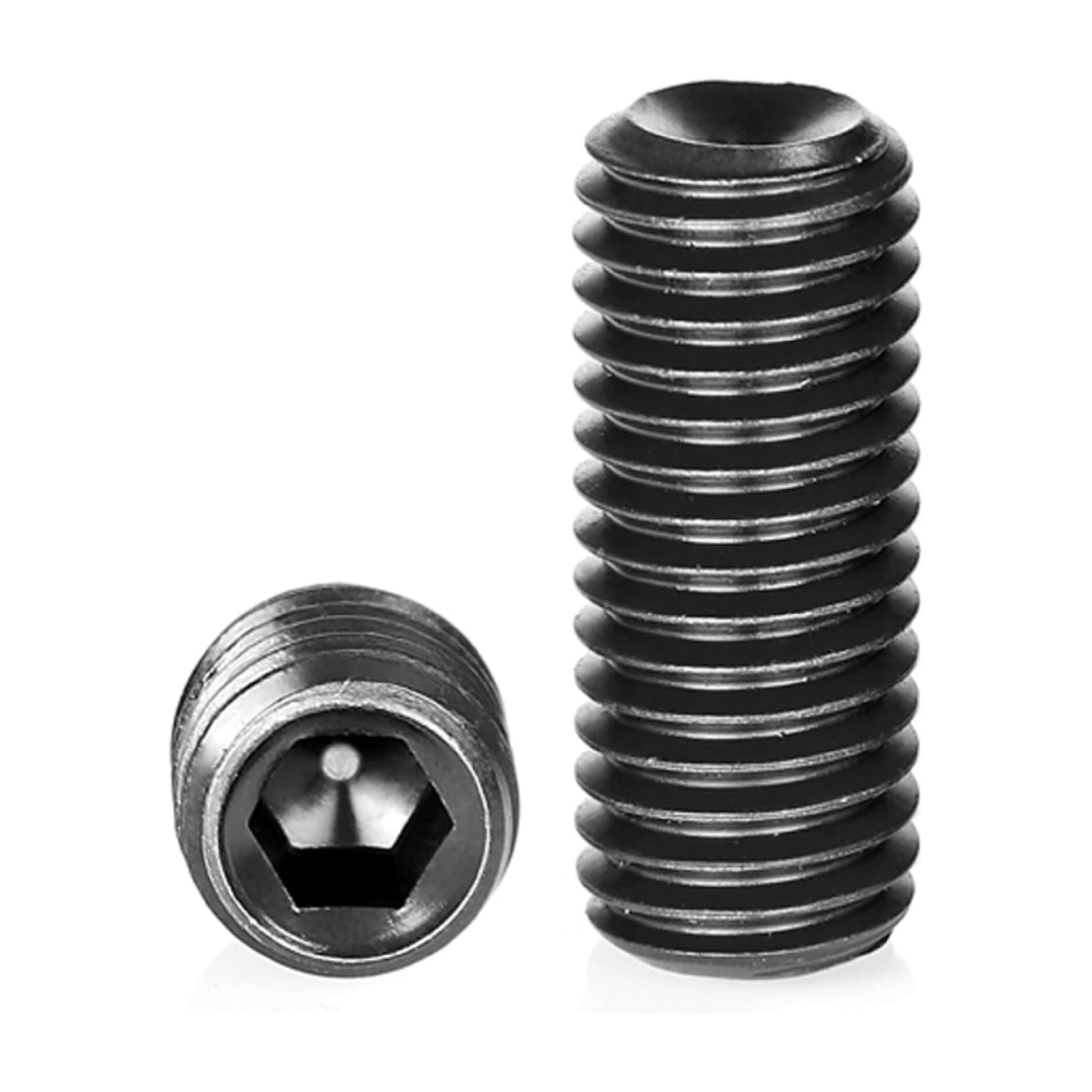 (200 Pieces) Black Carbon Steel Concave End Headless Machine Tight Screws for Machining Fixtures M4x5mm.