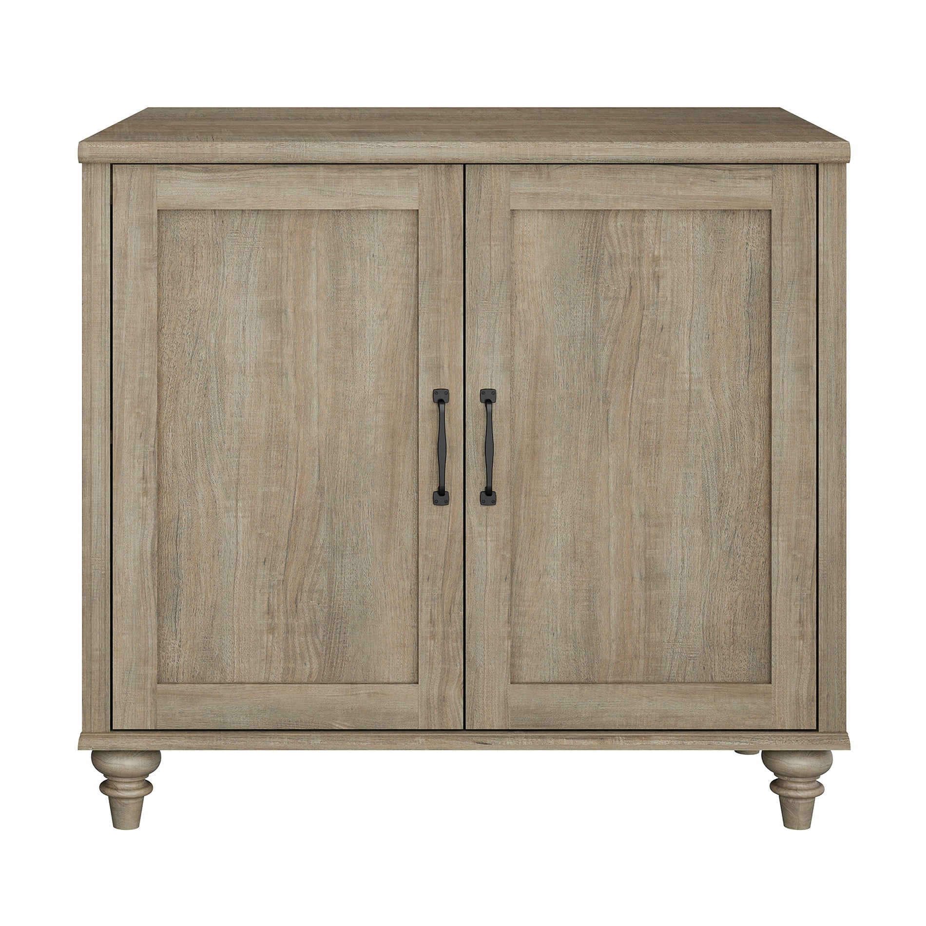Modern Farmhouse Credenza, 34" Wash Gray Storage Sideboard with Wood Doors