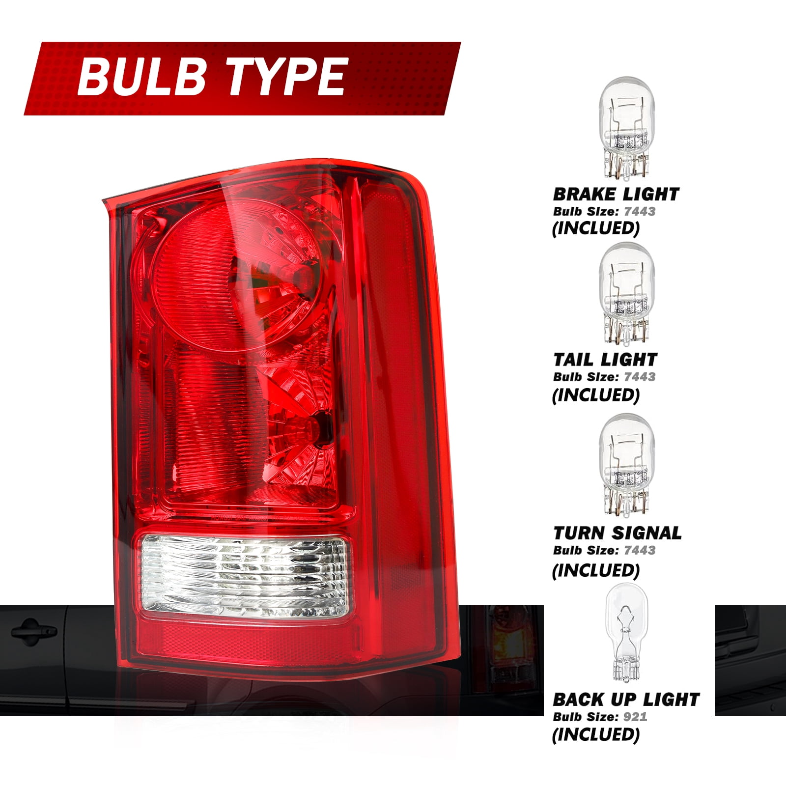 Right Passenger Side Tail Light Compatible With 2009-2015 Honda Pilot Rear Light Housing Brake Lamps Replaces 33550SZAA01 (Right Passenger Side)