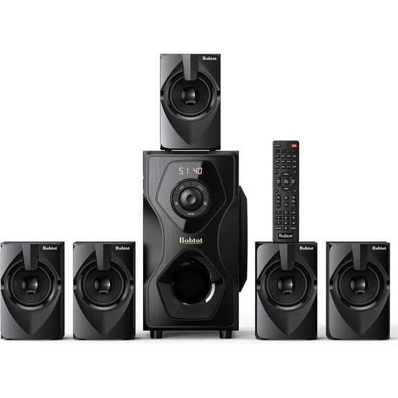 Bobtot 700 Watts Surround Sound Speakers Home Theater Systems 5.1/2.1Wired Stereo Speaker System 5.25" Subwoofer Strong Bass with Bluetooth ARC Optical Input