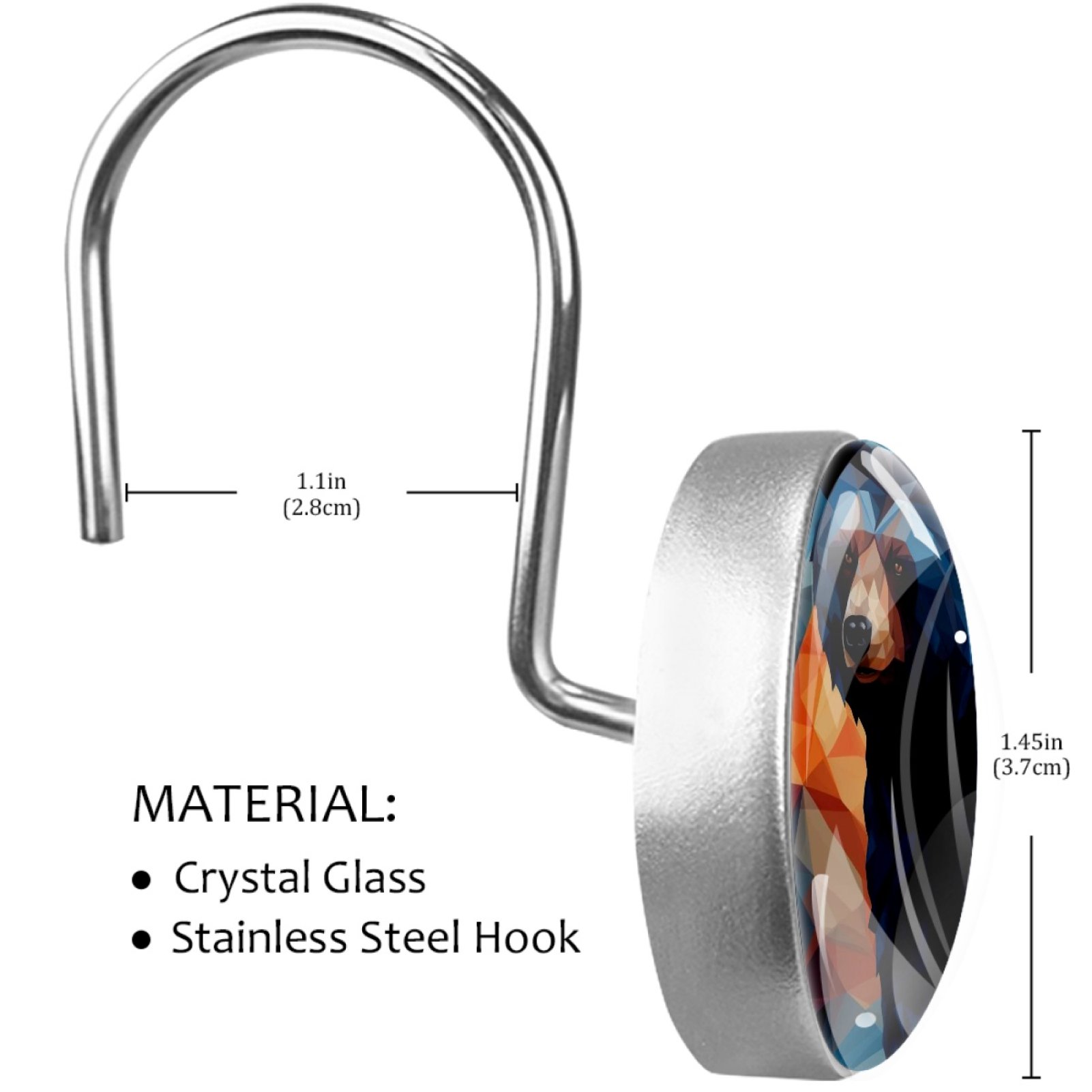 HemaKayy 12 Pcs Decorative Shower Curtain Hooks - Stainless Steel Rings for Bathroom Decor - Easy Glide & Secure Hold - Perfect Decoration for Bathroom Shower Rods - Animal Bear