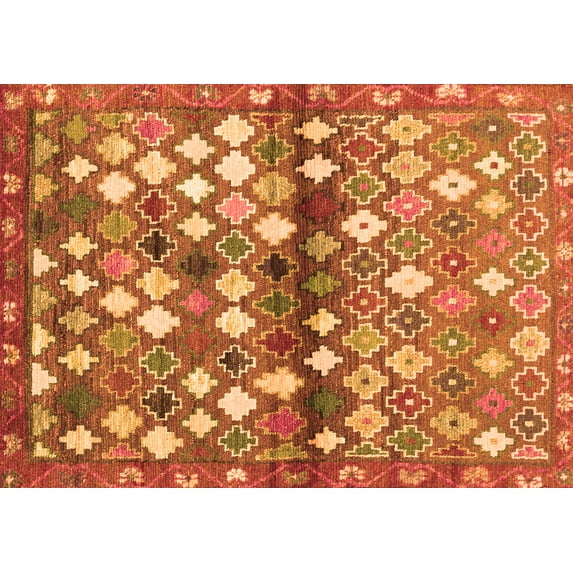 Ahgly Company Indoor Rectangle Southwestern Orange Country Area Rugs, 6' x 9'