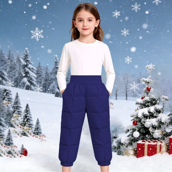 XXWXYD Toddler Snow Pants Boys Girls Insulated Windproof 𝖶aterproof Winter Warm Thick Ski Snowboard Trousers Thermal Reversible Kids Snow Wear