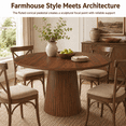 thumbnail image 4 of SESSLIFE 47" Round Dining Table for 4, WalnutFarmhouse Kitchen Table with Embedded Metal Frame, Fluted Conical Pedestal Base and Easy Clean Surface, for Kitchen Dining Room, 4 of 10
