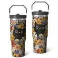 thumbnail image 2 of 1pc cat 30oz Tumbler with Straw & Handle - Insulated Stainless Steel Cup | Holiday Gift for Man Women (Christmas, Valentine's, Birthday), 2 of 7