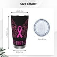 thumbnail image 4 of Vaso de acero inoxidable de 20 oz para el mes de concientización sobre el cáncer de mama, taza térmica portátil con tapa, 4 of 7