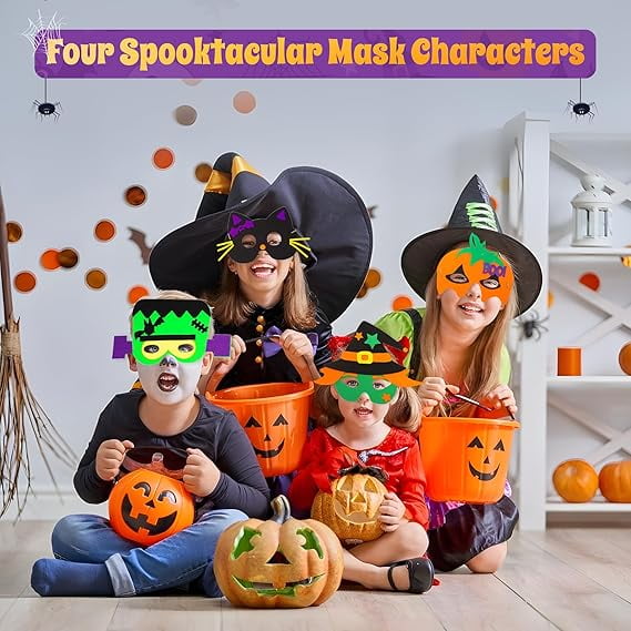 4E's Novelty 24 Pack Halloween DIY Masks Craft for Kids, Self-Adhesive Foam, Ages 3+