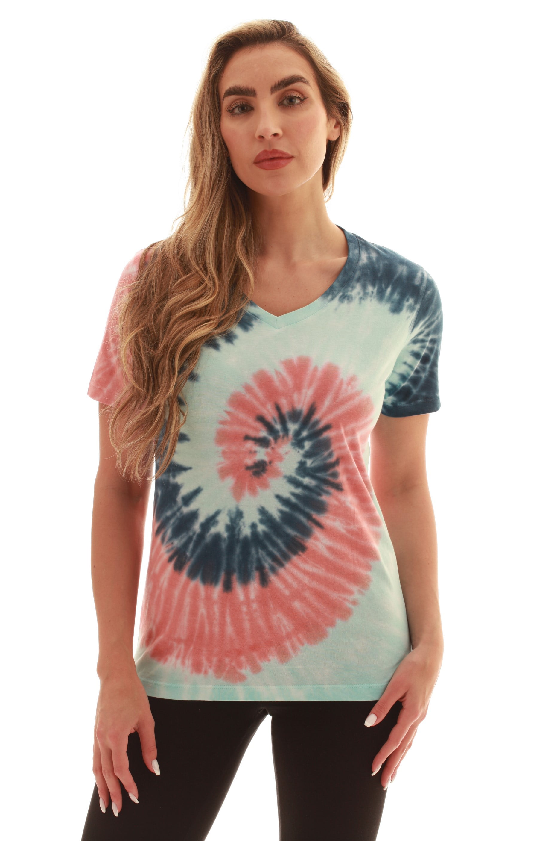V-neck Tie-dyed Loose T-shirt main image 1