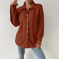 thumbnail image 2 of FAIWAD Womens Long Sleeve Lapel Shirts V Neck Button Down Casual Plus Size Solid Color Trensy Shirts, 2 of 7