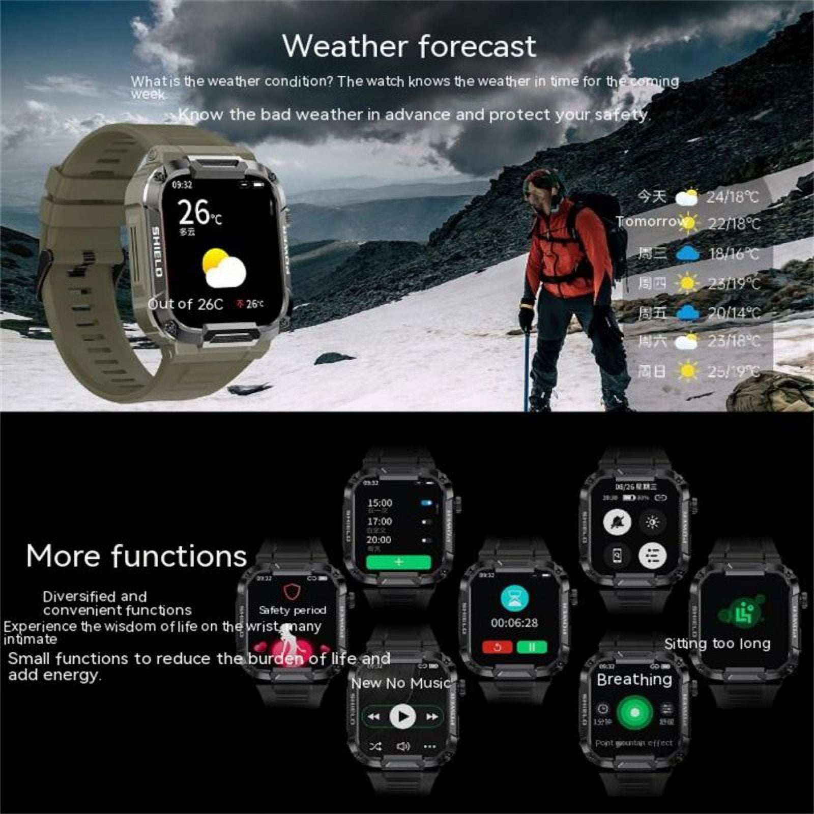 Mk66 Smart Watch Outdoor Bluetooth Call Music Play Heart Rate
