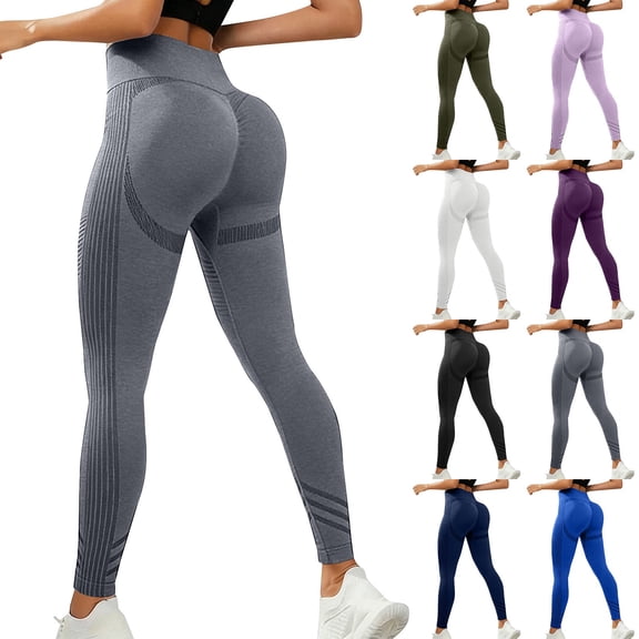 Leggings for Women BWASD High Waisted Tummy Control Lifting Seamless Soft Workout Outdoor Joggers Pants Grey S-XL Gym Athletic Yoga Lounge Daily