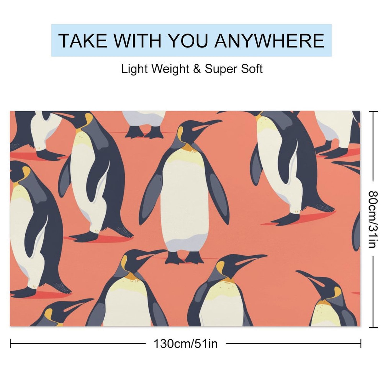Cute Penguin Beach Towel – with A Unique Design, Extra Large,XL (32”x 63”) for Kids & Adults
