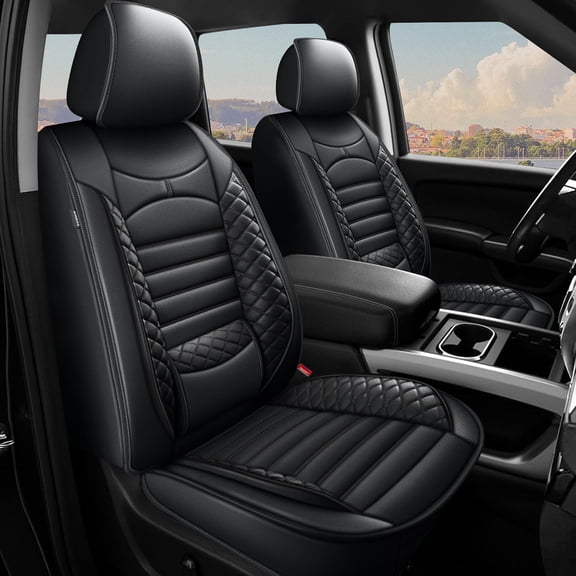 LAONNVIR Seat Covers Fit for Honda Ridgeline 2006-2025 Crew Cab 5-Seats Car Seat Covers Faux Leather Truck Pickup Seat Cushion Protector - Front Seats Without Armrests