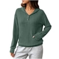 thumbnail image 6 of LEAVINGSUO Fall Tops for Women 2026 Casual Long Sleeve Button Thin Version With Pockets Hooded Collar Coat Army Green L, 6 of 9