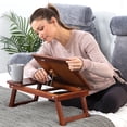 thumbnail image 3 of Wood Desk - Multi-Tasking Tray - Attractive Natural Wood - Light and Portable - Adjustable Angle Top - Perfect for Reading, Studying, Working in Your Bed, on the Couch or Floor, Medium, 3 of 8