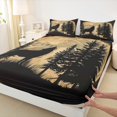 thumbnail image 3 of Manfei Reindeer Wolf Adult Bed Sheets, Jungle Rustic Animal King Sheets, Vintage Countryside Sheet Set, Breathable Home Decor, 4pcs, 3 of 7