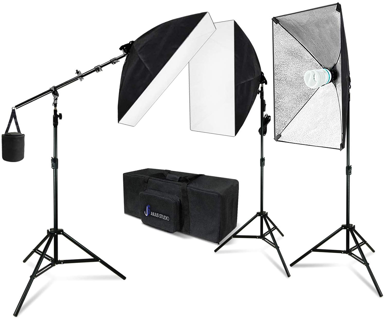 LS Photography 20 x 28 Inch Soft Box Lighting Kit with Bulb Socket, Boom Stand and Slope Arm Bar, 1200W Output Softbox Light for Video Camera Photography, Photo Portrait Studio, WMT1189 - image 1 of 7