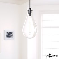 Hunter - Lundin 1-light Noble Bronze, Medium Size Pendant Light, Dimmable, Formal Style, Teardrop Shaped, for Bedrooms, Dining, Living Rooms - 19565