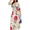 thumbnail image 2 of Vestido largo PinkPatty para mujer, cuello en V, manga 3/4, talla L, 2 of 8
