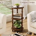 thumbnail image 4 of Maliowa 3-Tier Side Table, Small Round End Table for Living Room Bedroom, Accent Table Narrow Nightstand with Storage Shelf, Walnut, 4 of 10