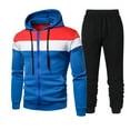 thumbnail image 3 of Men's Autumn Casual Fashion Sportswear Running Fitness Colour Block Hooded Sweatshirt Long Pants Suit, 3 of 5