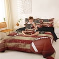 thumbnail image 3 of Castle Fairy Vintage American Flag Football Print Queen Bedding 7pcs, Retro Sports Graphic Bedding Comforter Set Queen, Brown Red Beige,Black Reversible, 3 of 7