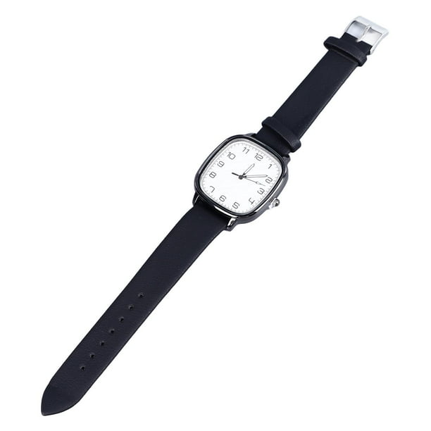 Simple black leather watch hot sale
