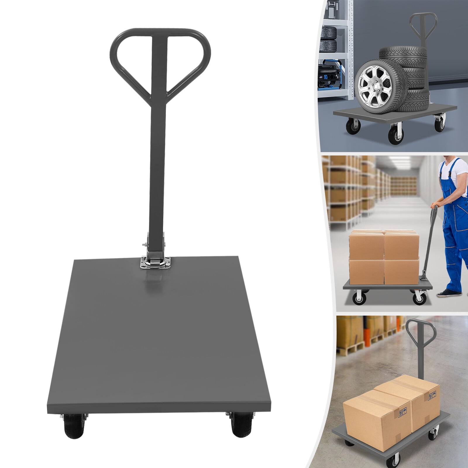 Industrial Flat Dolly Cart Heavy Duty Cart Flatbed Hand Truck 2000 lbs Load