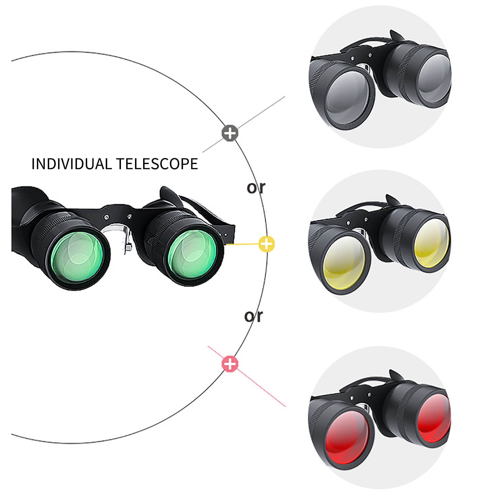 Uutvmp Hands Binocular Glasses for Fishing, Bird Watching, Sports, Concerts, Theater, Opera, TV, Sight Seeing, HD Lens with 3 Color Filters, Adjustable Focus