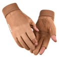 thumbnail image 1 of Guantes de invierno cálidos para hombre y mujer de gamuza Luokou con pantalla táctil y dos dedos y medio dedo para ciclismo al aire libre, con forro polar grueso, 1 of 5
