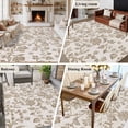 thumbnail image 6 of Pastoral Flowers Washable Area Rug 5 x 7 ft Khaki Flower Farm Vintage Linen Texture , Soft Non Slip Rugs Stain Repellent Indoor Felt Carpet for Living Dining Room Bedroom Home Office, 6 of 9