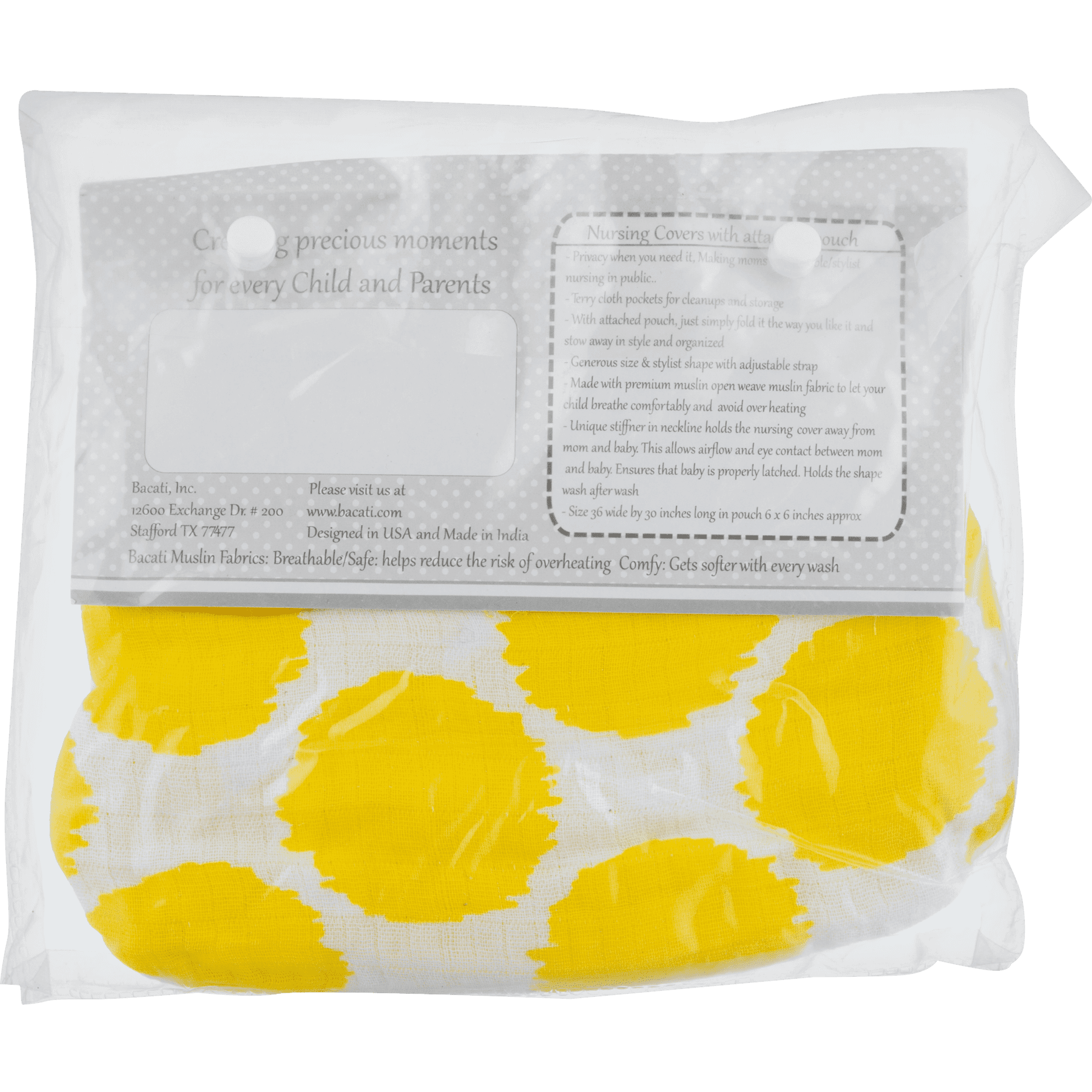 Bacati Muslin Nursing Privacy Cover, Ikat Zigzag Yellow Dots, 1.0 CT