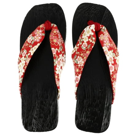 

1 Pair Creative Clog Sandal Stylish Wooden Clog Slippers Japanese Style Shoes