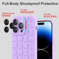 thumbnail image 3 of Compatible with iPhone 14 Pro Case with Camera Lens Protector, Cute 3D Plaid Design iPhone 14 Pro Phone Case for Women Girls, Soft TPU Shockproof Protective Cover 14 Pro Purple, 3 of 12