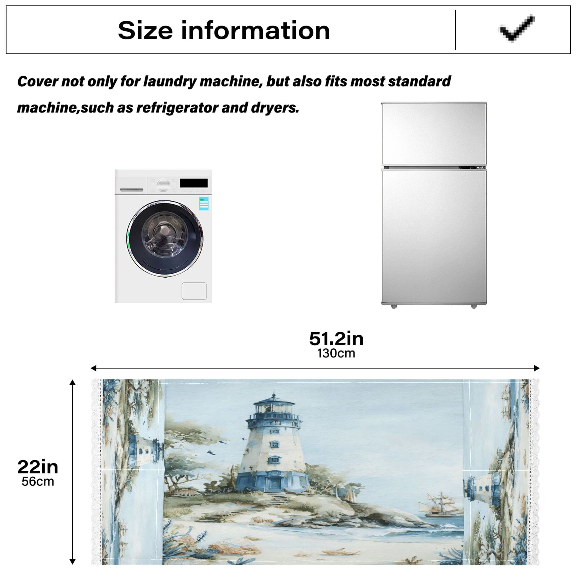 Wobogo Nautical Beach Washing Machine Cover Dustproof Washer Dryer Cover Waterproof Laundry Room Decorative Protector