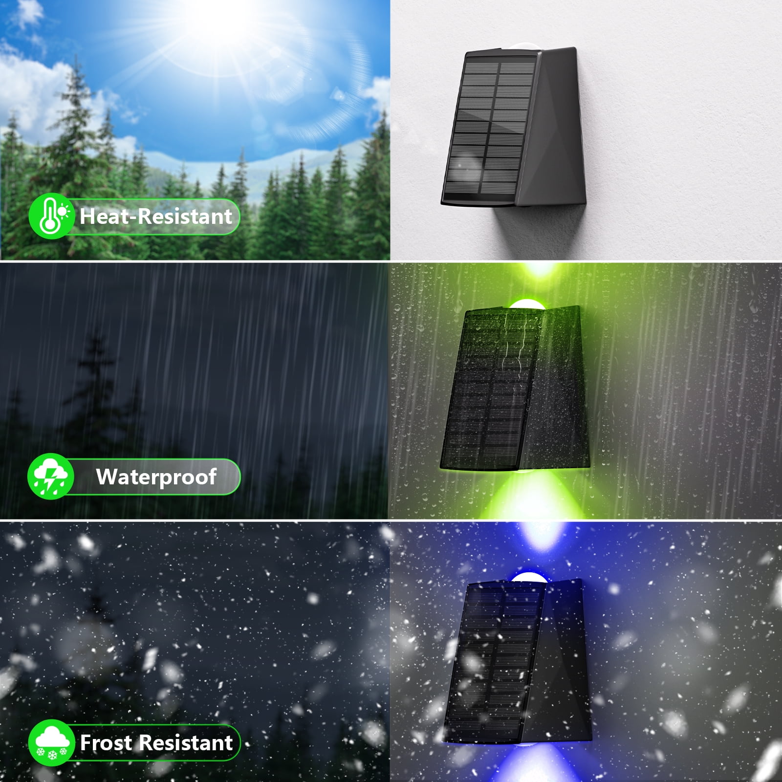6 Pack RGB Solar Wall Lights Outdoor Waterproof Up and Down Color Changing LED Sconce Lamp for Fence, House, Patio, Porch, Yard, Garden, Garage, Easy to Install for Security and Decorative Lighting