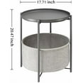 thumbnail image 2 of Round Side Table with Fabric Storage Basket, Metal Side Table Small Bedside Table Nightstand with Removable Tray Top for Living Room, Bedroom, Nursery, Laundry, Gray, 2 of 8