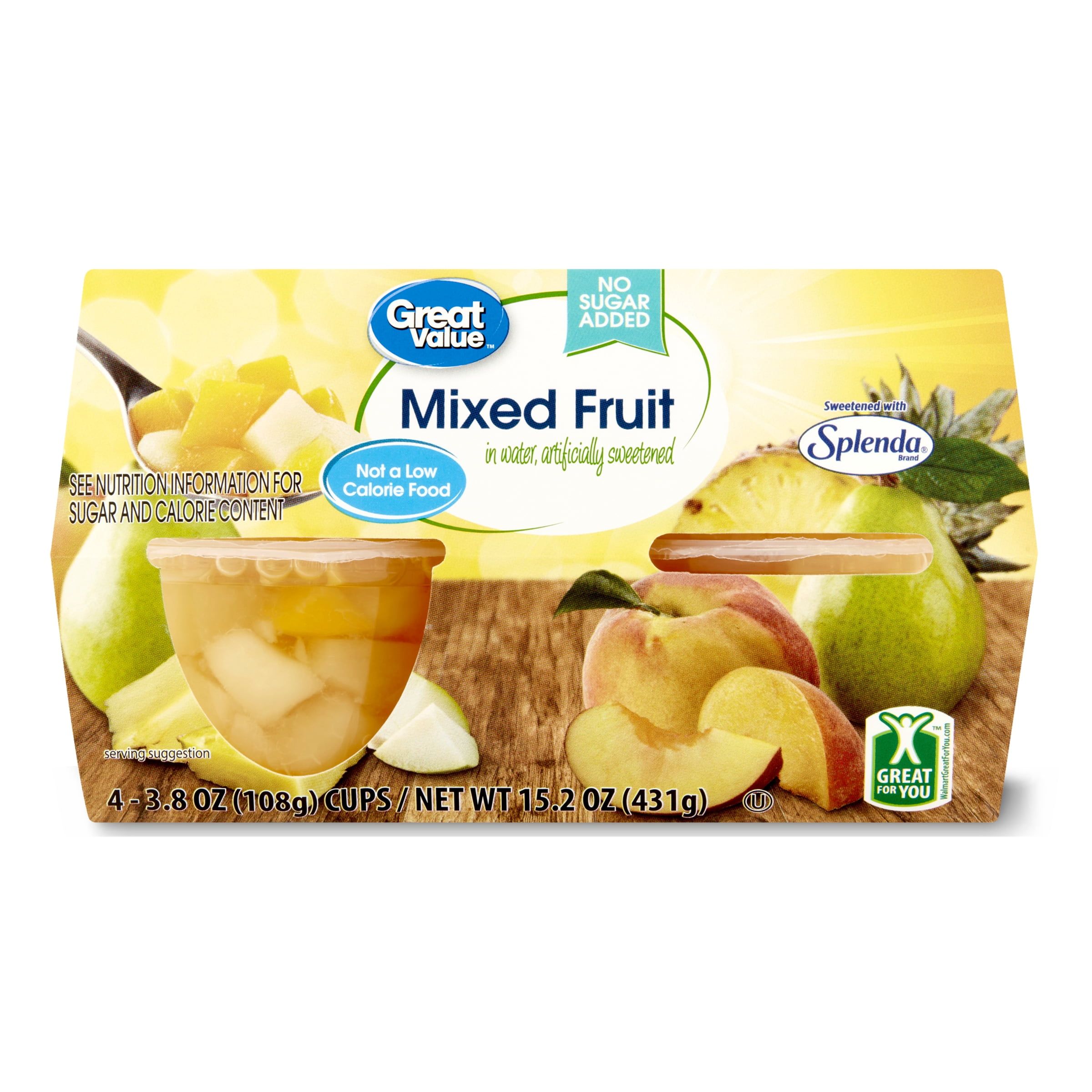 Great Value Mixed Fruit, 3.8 oz, 4 Ct