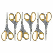 Westcott Titanium Scissors, 7", Straight, Gray/Yellow, for Office, 6 Pack