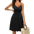 thumbnail image 5 of YHAJDS Womens Spaghetti Strap Dress Solid Color Backless Short Summer Sundress, 5 of 5