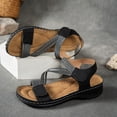 thumbnail image 5 of Women's Sandals Comfy Arch Support Orthopedic Walking Shoes Hook and Loop Open Toe Strappy Slingback Beach Shoes Black Size 9, 5 of 7