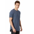 thumbnail image 2 of Allsense Men's Hipster Long T-Shirt - Drop-Cut Curved Hem Tee, Slate Blue, Small, 2 of 3